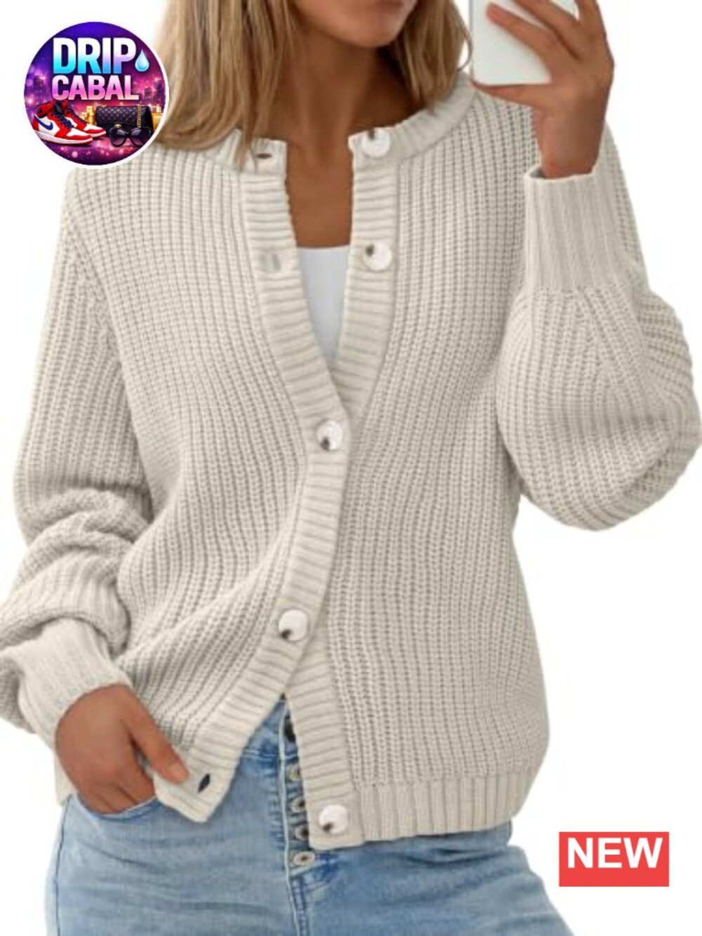 Women's Chunky Knit Button Up Cardigan Oversized Long Sleeve Sweater